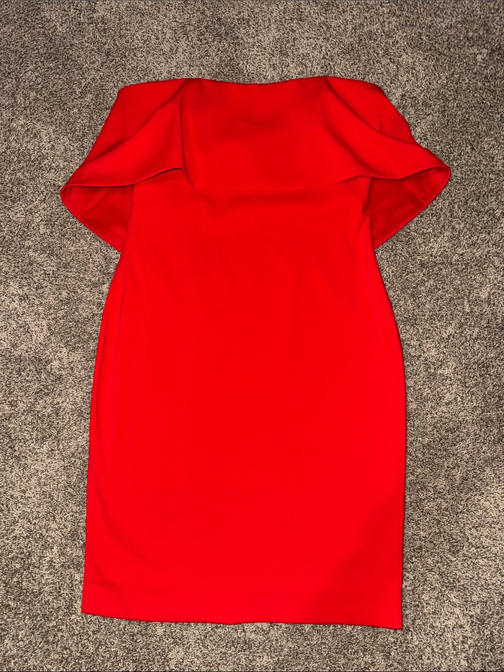Badgley Mischka sz 10 Strapless Red Ruffle Sheath Dress